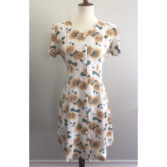 Vintage Dresses & Skirts - 🌷 S O L D 🌷Vintage 90's Boho Sunflower Day Dress